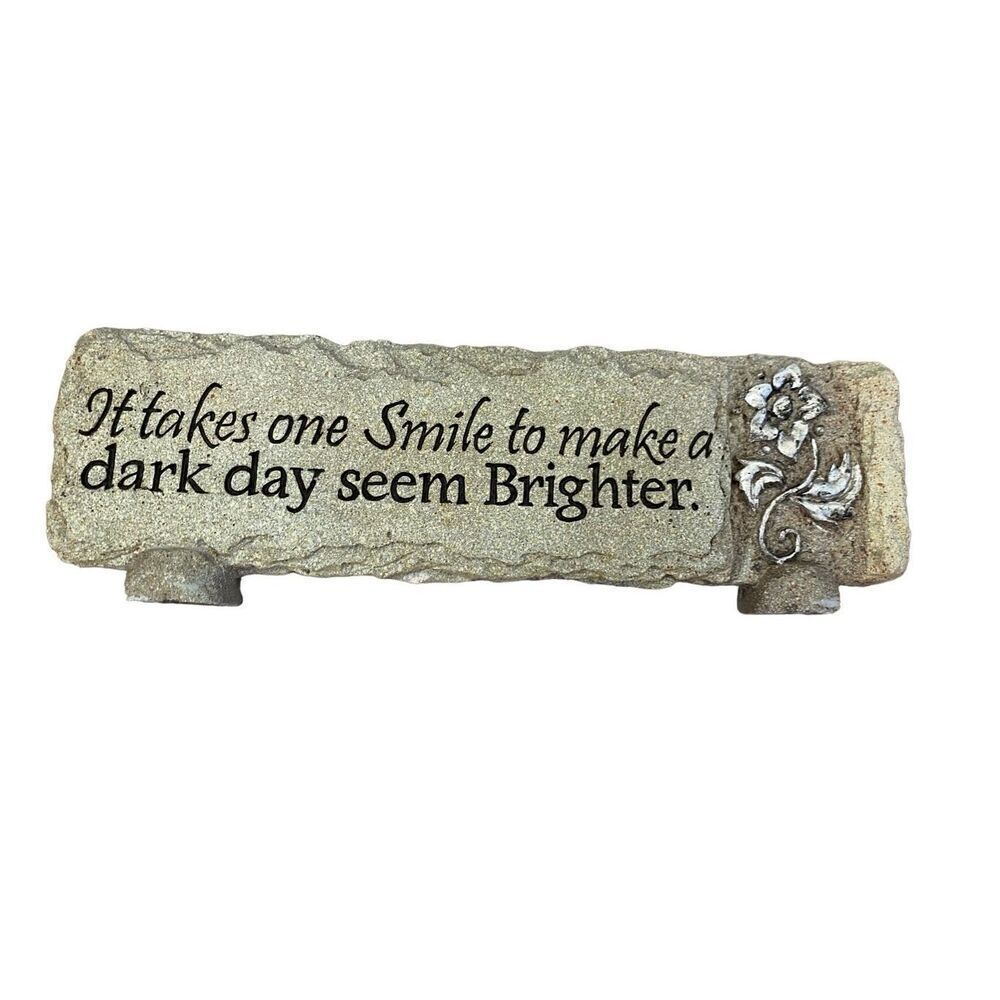 Stone Note 8 x 2 In Smile Free Standing Home Decor Art Sign Photo Decoration